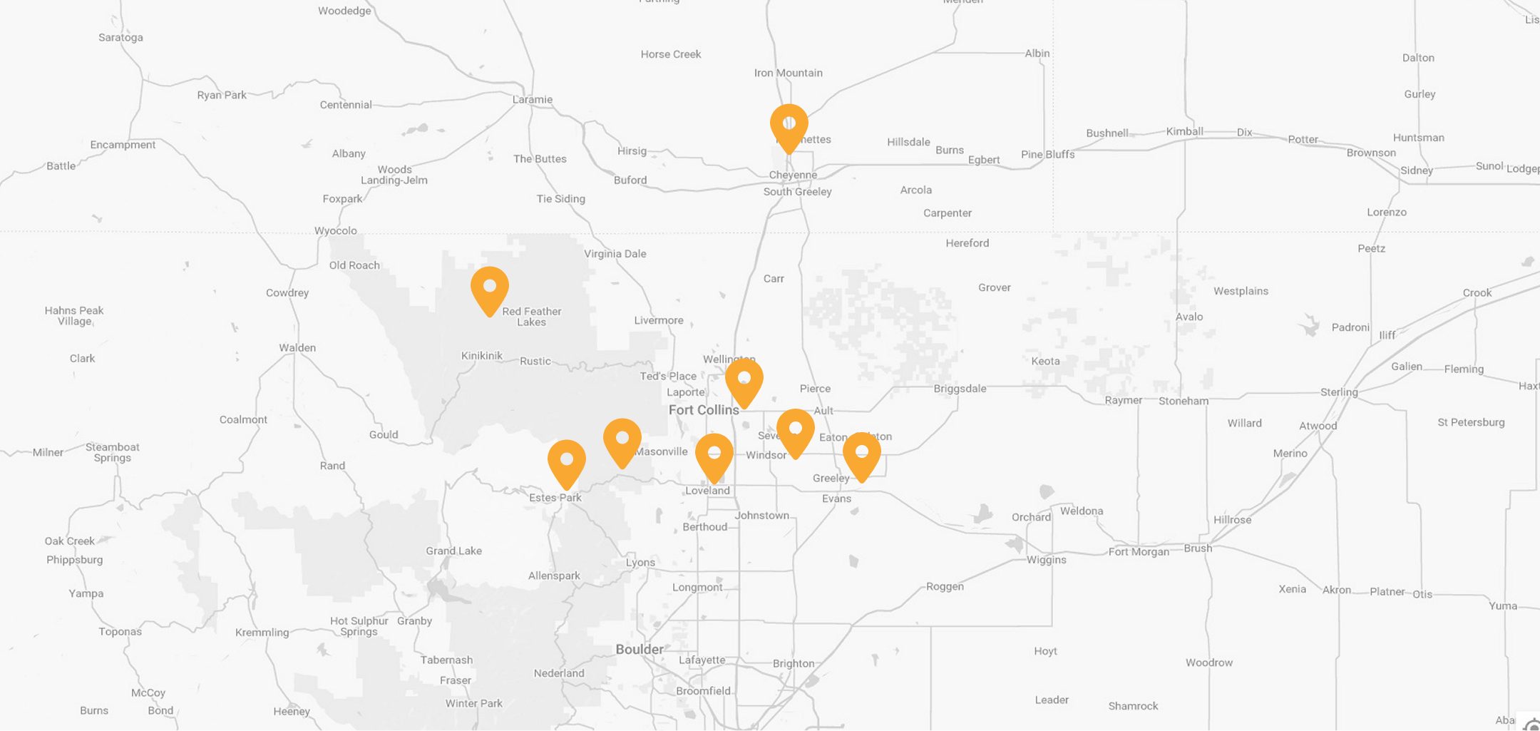 Map of radon services in Colorado